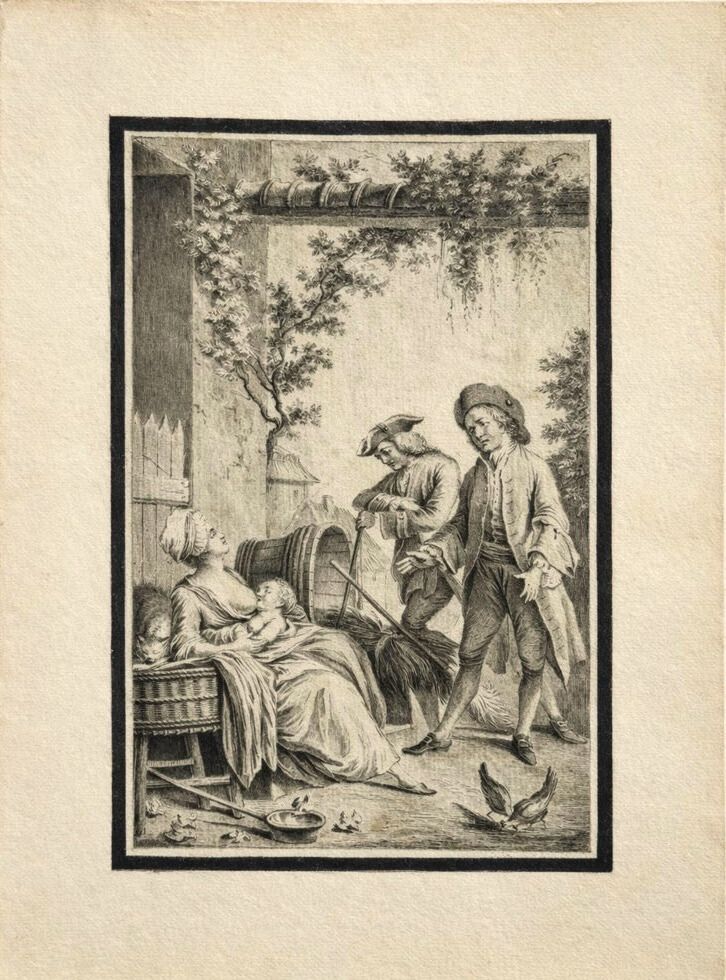 Attributed to Jean-Honore Fragonard (1732-1806)
Gallant Scene in a Garden. Ink and wash on paper 