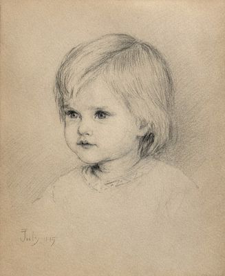 Attributed to Joshua Reynolds (1723-1792), Portrait of a Child. Pencil on paper 
Signed and 