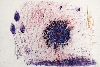 Cy Twombly (1928-2011), Violet Bloom. Mixed media on paper 
Signed and dated 87 lower right 
