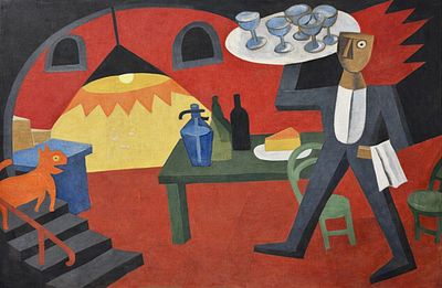 Fortunato Depero (1892-1960), Cameriere Futurista. Oil on canvas 
Signed lower left 
Dimensions 