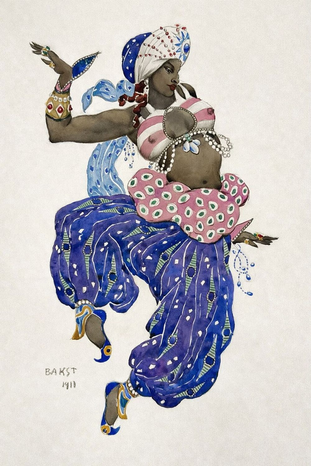 Leon Bakst (1866-1924), 1911, Costume Design for the Ballet “Scheherazade”
. Gouache on paper 