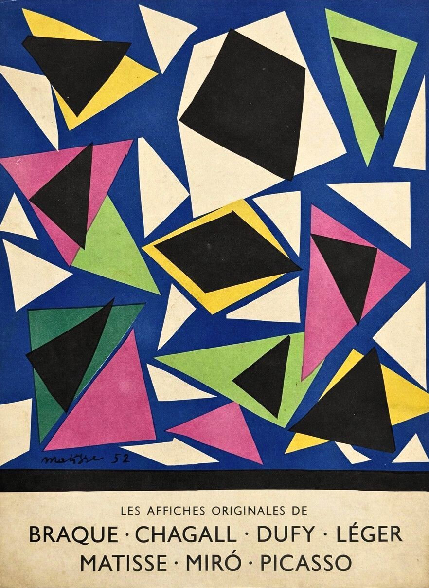 Henri Matisse (1869 - 1954 ), Exhibition Poster. Color print on papar 
Signed and dated 52 lower 