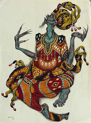 Leon Bakst (1866-1924), Costume Design. Pencil and gouache on paper 
1911 
Signed lower left and 