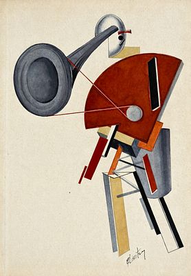 El Lissitzky (1890-1941), Proun, Suprematist Composition. Gouache, ink, and watercolor on paper 