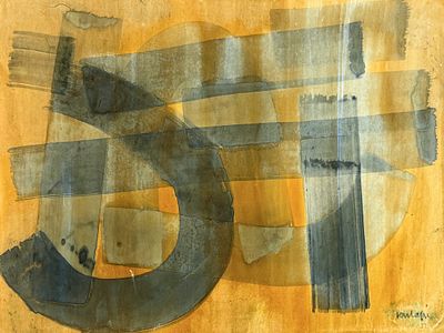 Pierre Soulages (1919-2022), Composition. Mixed media on paper 
Signed and dated 52 lower right 