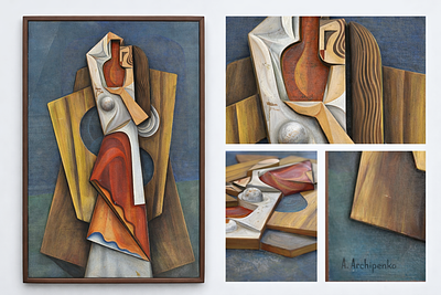 Alexander Archipenko (1887-1964), "Cubist Composition". Mixed media on board 
Signed lower left 