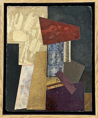 Kurt Schwitters (1887-1948)"Composition (Merz)"
. Mixed media on board (paper, wood, found 