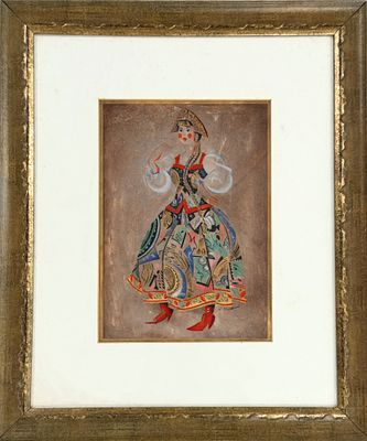 Sergey Chekhonin (1878-1936), Girl in Traditional Russian Costume. Gouache on paper 
Signed 