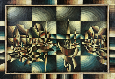 Arthur Segal (1875–1944)
“Port” (1918–1921). Oil on board 
Unsigned 
Dimensions: 92 &times; 75 cm 