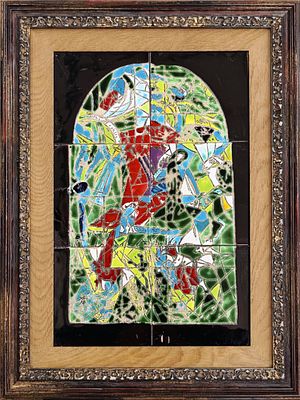 Marc Chagall (1887-1985), Mosaic in Motion
Signed and attributed. Glazed ceramic 
Dimensions 