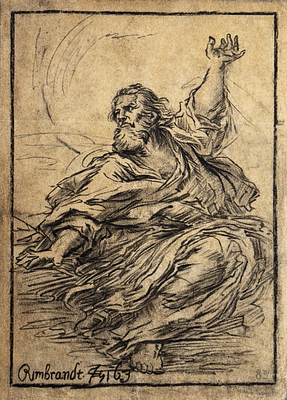 Rembrandt van Rijn (1606–1669), 
Study of a Seated Figure
Signed and attributed. Charcoal on 