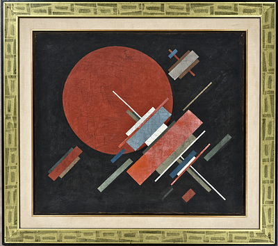 Ilya Chashnik (1902–1929), 
Suprematist Composition . Oil on canvas 
Signed in reverse 