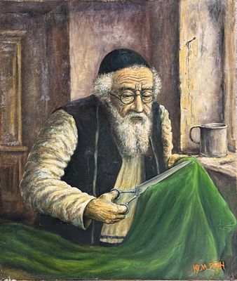 Yehuda (Yudl) Pen(1854-1937), The Tailor. Oil on canvas 
Signed lower right 
Dimensions:60x 51 