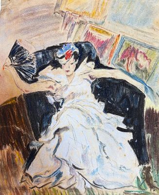 Attributed to Jean-Gabriel Domergue (1889-1962), France. Pastel on paper 
Dimensions:29x23.5cm 