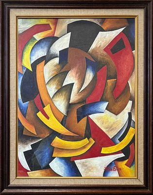 Alexandra Exter (1882-1949), Russia, Cubist Composition. Oil on bord 
Signed (lower right) 
