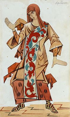 Natalia Goncharova (1881-1962), Theatrical Costume Design. Gouache on paper 
Signed upper right 