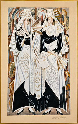 נטליה גונצ’רובה (1881–1962)
אספניול. גואש וצבעי מים על נייר 
חתום בפינה הימנית התחתונה 
מידות 