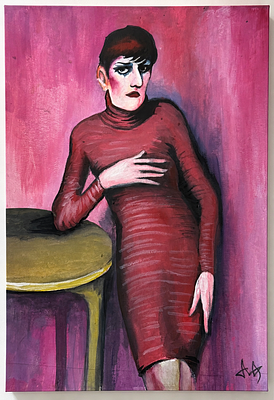 אוטו דיקס (1891-1969), דיוקן אקספרסיבי. גואש על קרטון 
חתום בפינה הימנית התחתונה. 
מידות: 24 &times; 