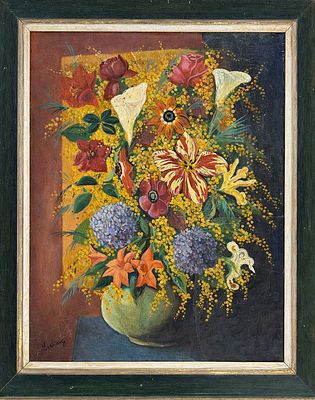 מואיז קיסלינג (1891–1953)
“טבע דומם עם פרחים”. שמן על בד 
חתום בפינה השמאלית התחתונה 
מידות 