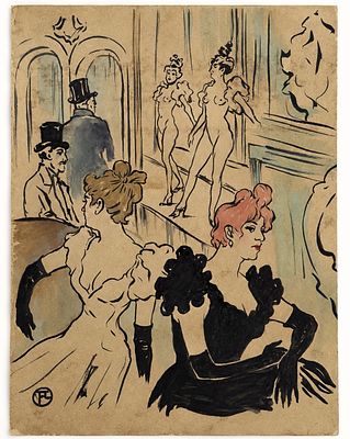 Henri de Toulouse-Lautrec (1864-1901)
Cabaret Scene. Gouache on cardboard 
Signed lower left 