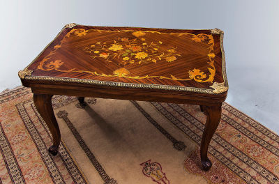 A Fine Marquetry and Gilt Brass Mounted Opening Game Table, France, 19th Century. Dimensions 