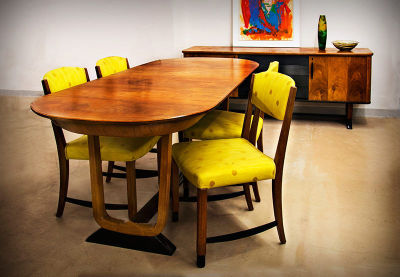 A Scandinavian Art Deco Dining Table/Set, Circa 1920. Dimensions Table dimensions: height: 72 