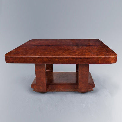 An Art Deco Mahogany Veneer Dining Table. Dimensions Height 76 cm; width 150 cm; depth 108 
