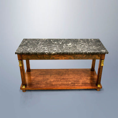 An Empire Marble and Wood Coffee Table, France Mid-19th Century. Dimensions Height 53 cm; 