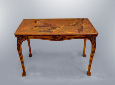 An Art Nouveau Mahogany Marquetry Table, Attributed to Majorelle, France, Probably 1900. 