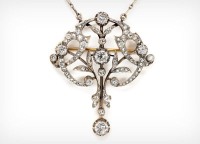 An Art Nouveau Diamond Pendant Necklace. Dimensions Total weight: 20 gr Provenance Estate 