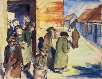 Coming from Worship 
By Jakob Steinhardt 1887 - 1968. Description 
Signed and dated (lower 