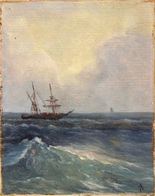 Ship at Sea 
By Ivan Konstantinovich Aivazovskii. Description 
Signed initial A. (lower 