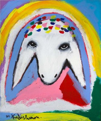Sheep with Rainbow Halo 
By Menashe Kadishman 1932 - 2015. Description 
Signed (lower left) 