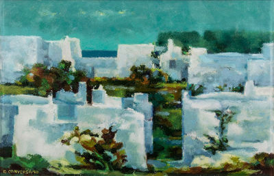 Ancient Apulia 
by Romano Conversano b. 1920. Description 
Signed (lower left) signed again 