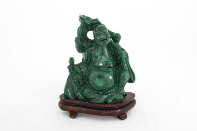 A Chinese Carved Malachite Sculpture of Buddha, 20th Century. <span 