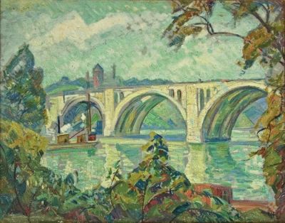 Landscape with Bridge, by Unidentified Painter. Technique: Oil on 