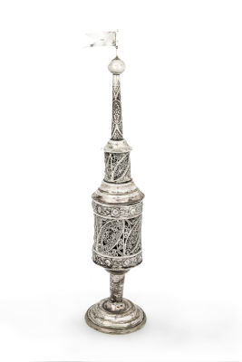A German Silver and Silver Filigree Spice Tower, Germany, 19th Century. <span 