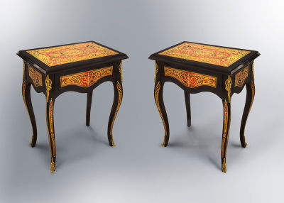 A Pair of "Boulle" Style Side Tables. <span 