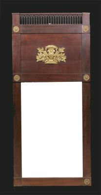 An Empire Mahogany Veneer Mirror, 19th Century. <span 