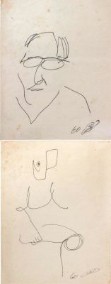 רפי לביא, 2 רישומים. 1. "פרופיל", דיו על 