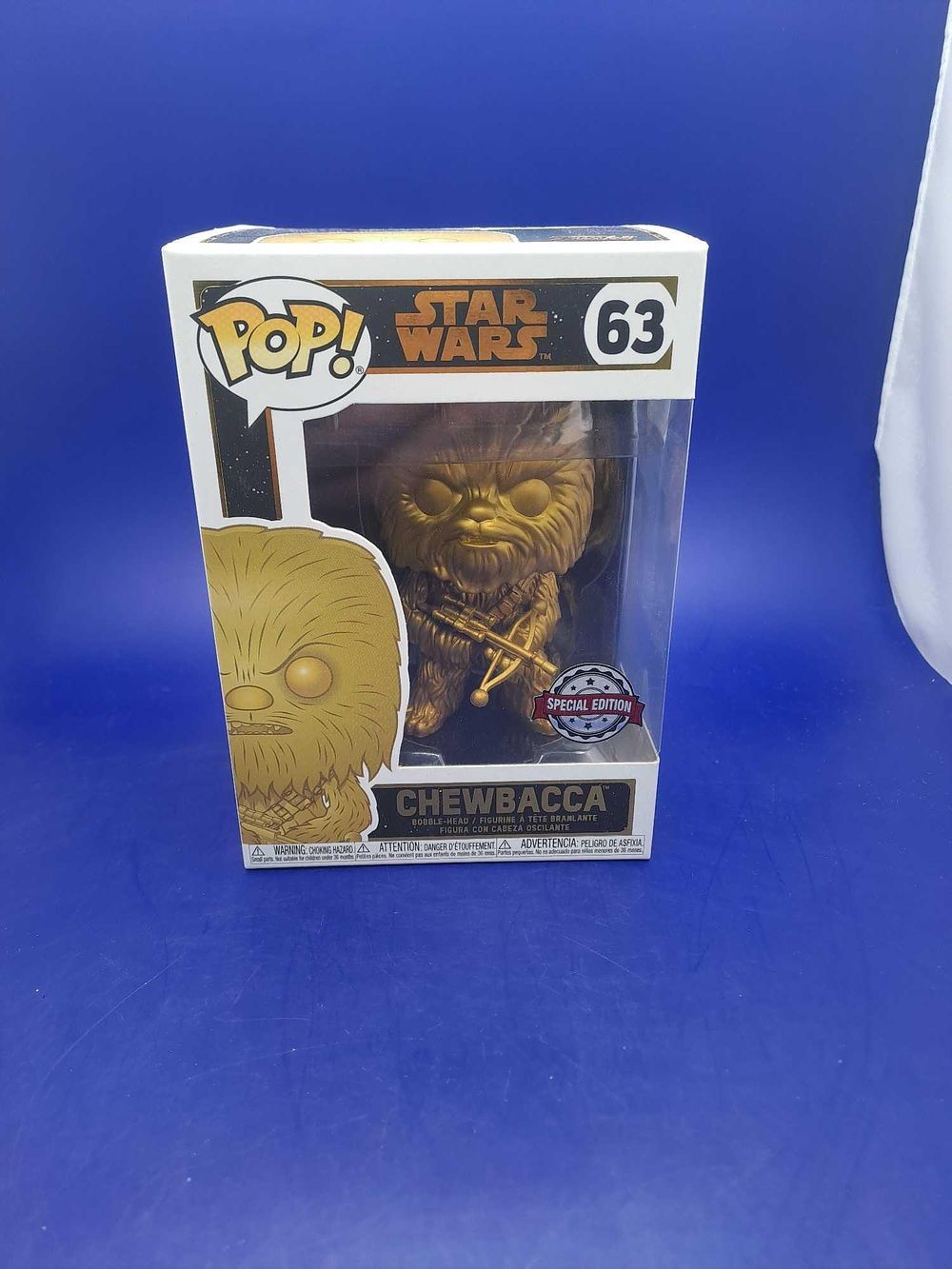 Lot 348: Pop starwars chewbacca in gold special edition number...