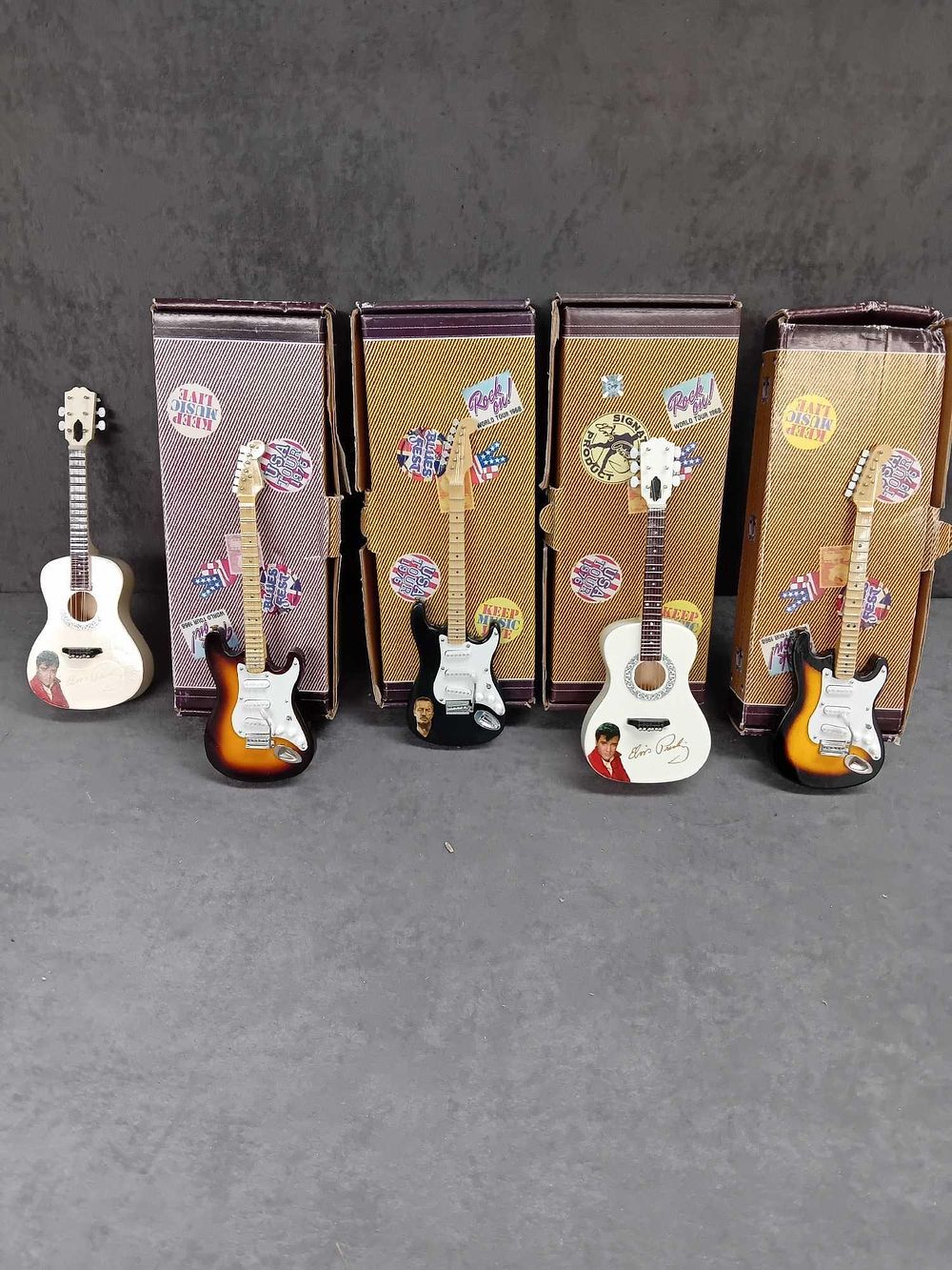 Lot 415: Miniature collectable guitars 2 x Elvis Presley 1...