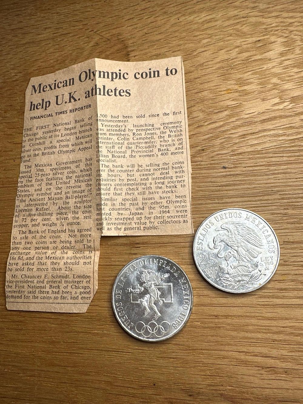 Lot 696: Pair Of Mexico 1968 Olympic Silver 25 Peso...
