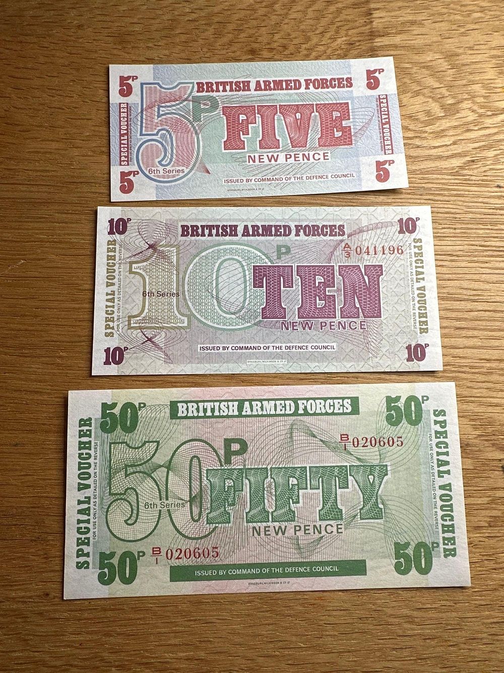 Lot 699: 3 X British Armed Forces Notes (5P 10P...