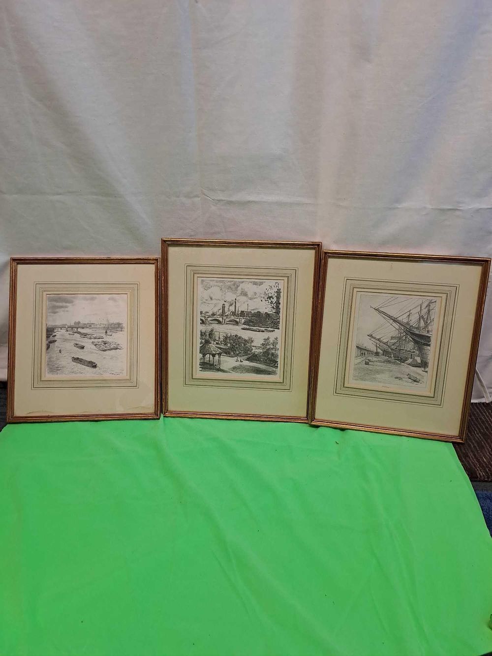 Lot 860: 3 Boat Pictures J.R.Way Prints In Gold Frames...
