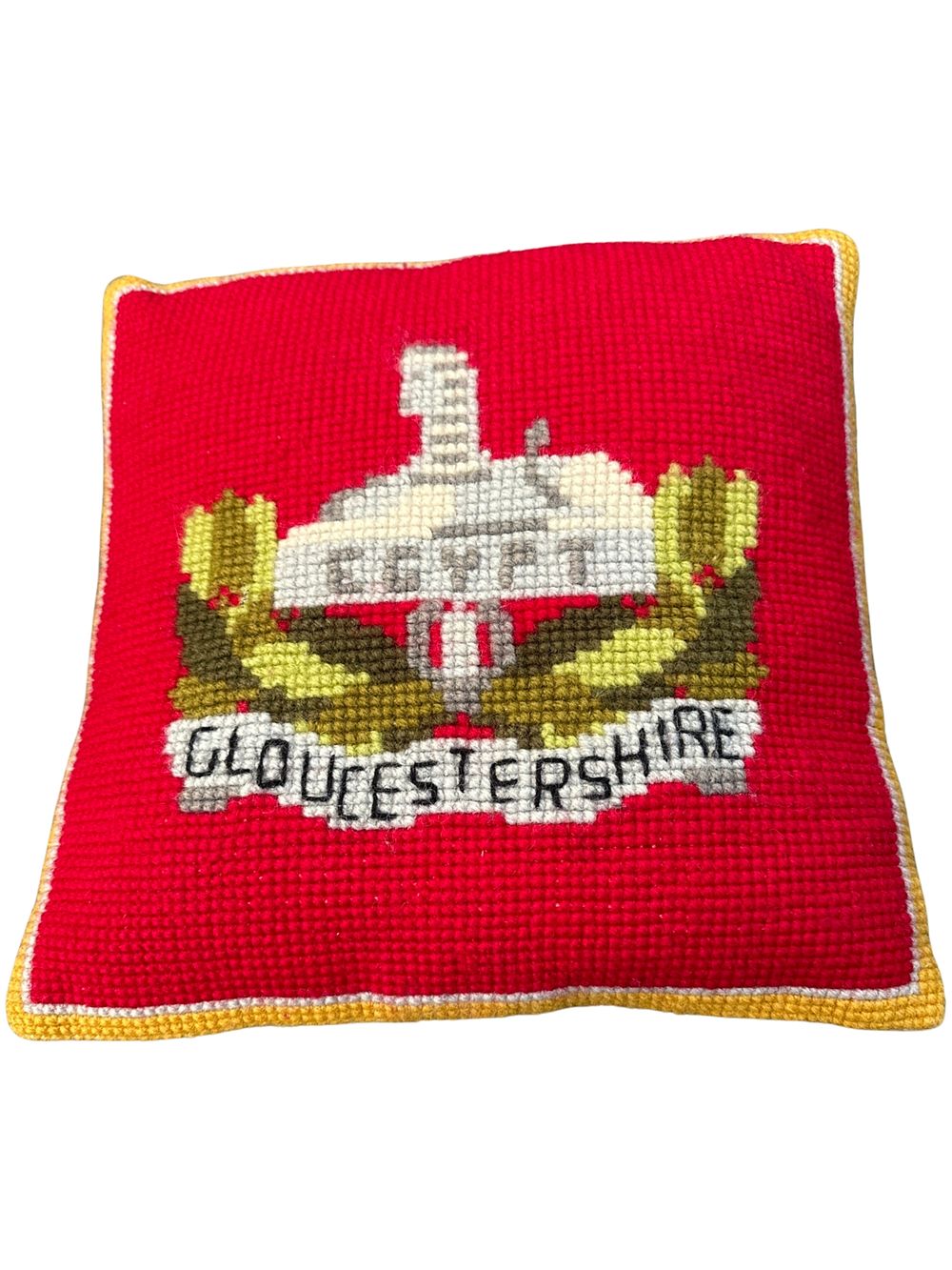 Lot 911: Gloucestershire hand stitched cushion 36 cm x 36...