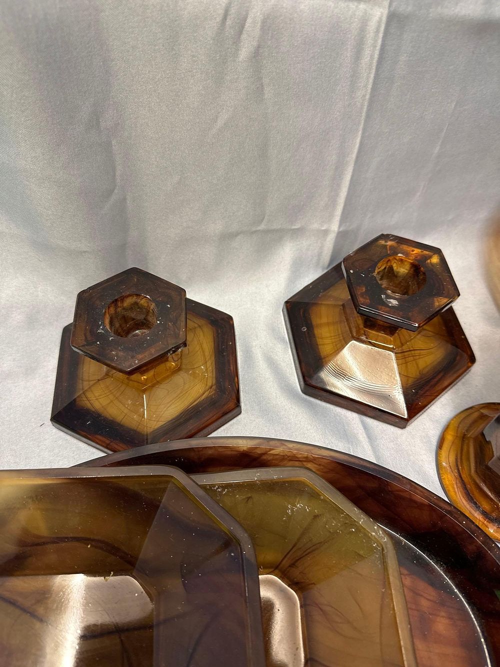 Lot 958: A Set Of Dark Amber Glass Comprising Of...