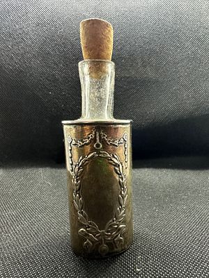 Silver Perfume bottle sleeve and bottle 1934 Birmingham made by Henry Mathews