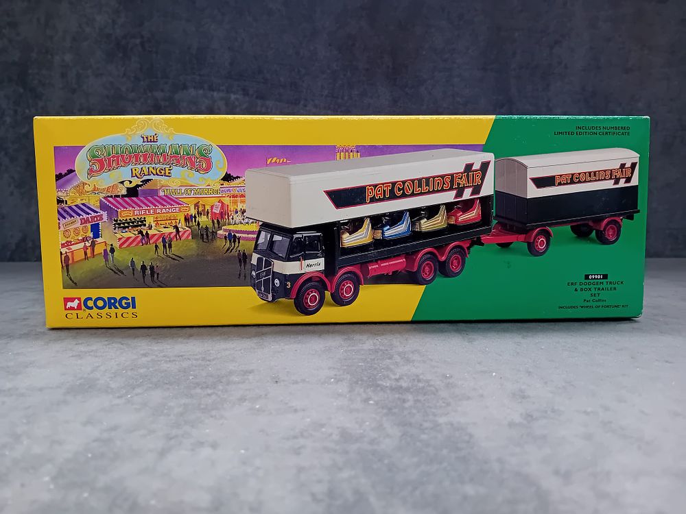 Lot 269: Corgi Classics #09901 ERF Dodgem Truck & Box Trailer Pat Collins Fair. Box in good Condition.