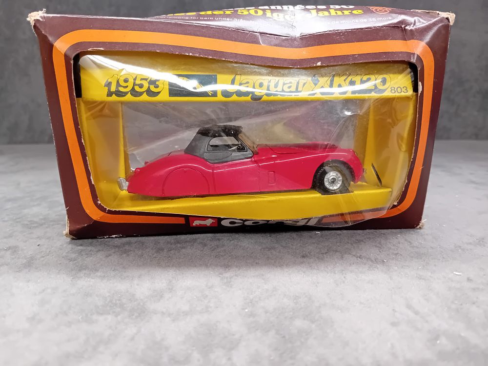 Lot 239: Two Corgi Diecasts, #496 Royal Mail Ford Escort Van and #803 Jaguar XK120 Box is Damaged on the jaguar.